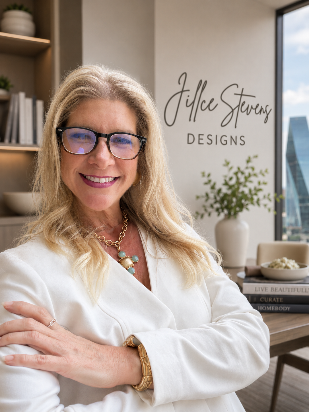 Portrait of Jillce Stevens, founder and lead designer of Jillce Stevens Designs